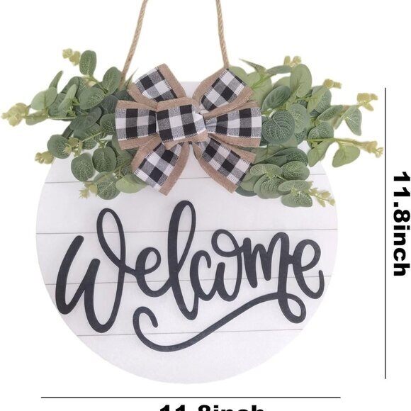 Welcome Sign for Front Door Porch Decor Farmhouse Wreath Wall Garder Decor - Picture 3 of 6